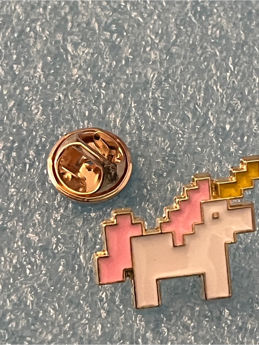 Pixel Unicorn Enamel Pin - Pink, White, Yellow